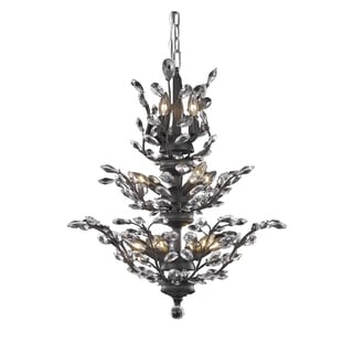 Orchid 13-Light 27 in. Chandelier (Available in Chrome, Dark Bronze, Gold) (Dimmable - Bronze - dark bronze (royal cut crystals)) - Chandeliers For Bedrooms by Overstock.com
