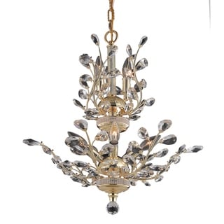 Orchid 8-Light 21 in. Chandelier (Available in Chrome, Dark Bronze, Gold) (Dimmable - Gold - gold (spectra swarovski crystals)) - Chandeliers For Bedrooms by Overstock.com