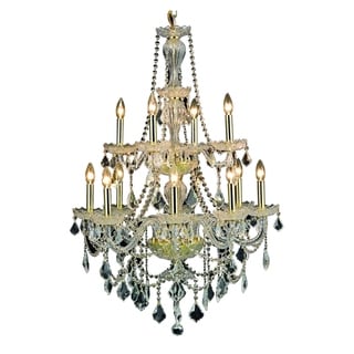 Giselle 12-Light 28 in. Chandelier with Royal Cut Crystals (Available in Chrome and Gold) (gold (royal cut crystals) - Gold) - Chandeliers For Bedrooms by Overstock.com