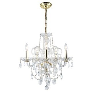 Princeton 5-Light 20 in. Chandelier with Royal Cut Crystals (Available in Chrome and Gold) (gold (royal cut crystals) - Gold) - Chandeliers For Bedrooms by Overstock.com