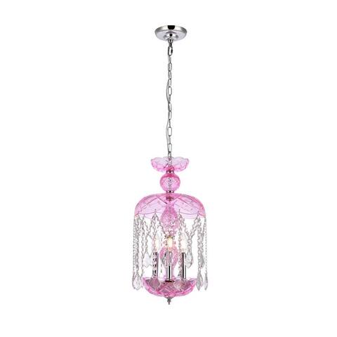 Rococo 3-Light 11 in. Pendant with Royal Cut Crystals (Available in Chrome, Gold, Golden Teak, Pink, White)