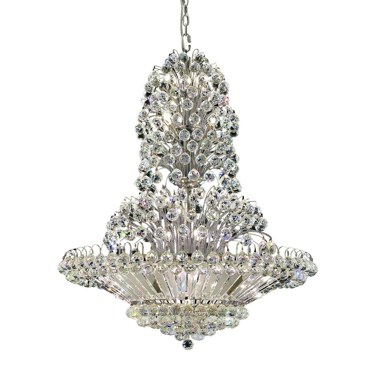 Sirius 33-Light 36 in. Chandelier (Available in Chrome and Gold) (UL Listed/Dimmable - Chrome - chrome (royal cut crystals)) - Chandeliers For Bedrooms by Overstock.com
