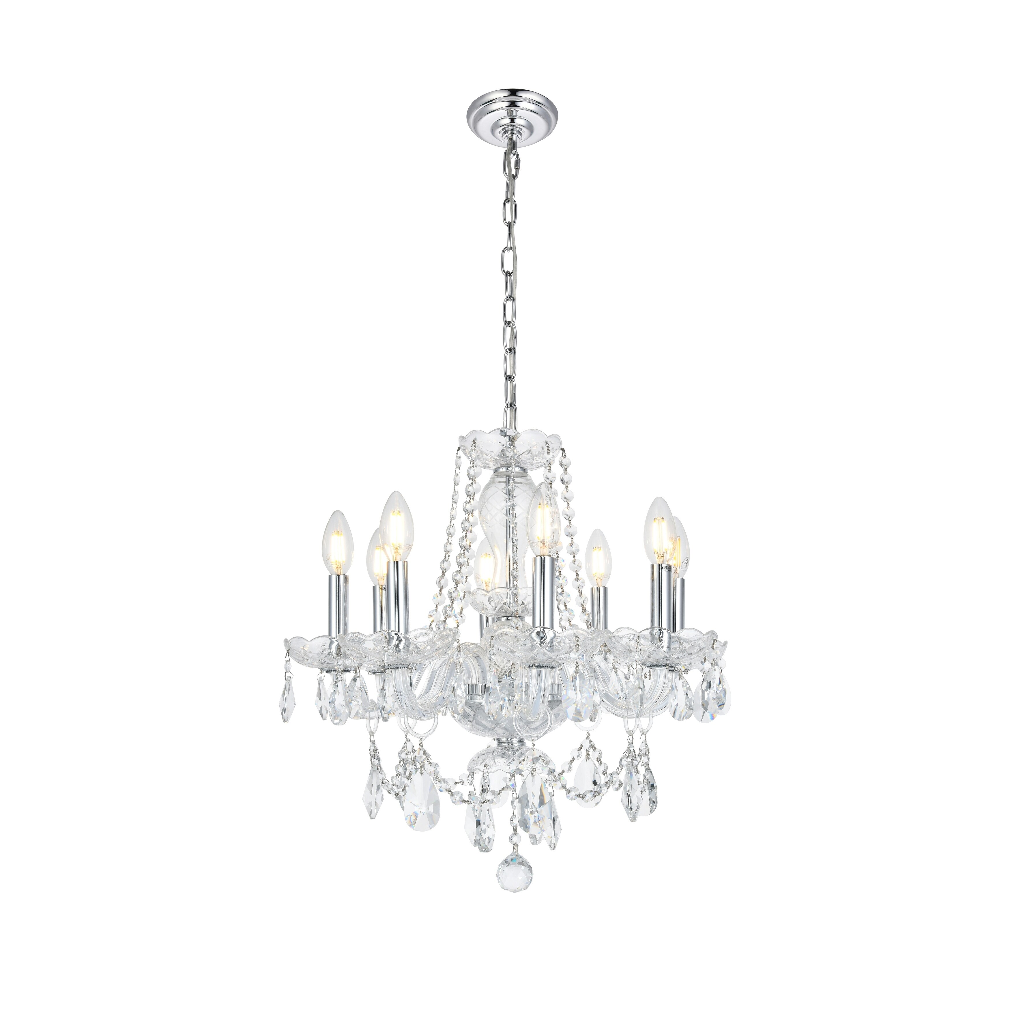 Princeton 8-Light 20 in. Chandelier with Royal Cut Crystals (Available in Chrome and Gold) (chrome (royal cut crystals) - Chrome) - Chandeliers For Bedrooms by Overstock.com