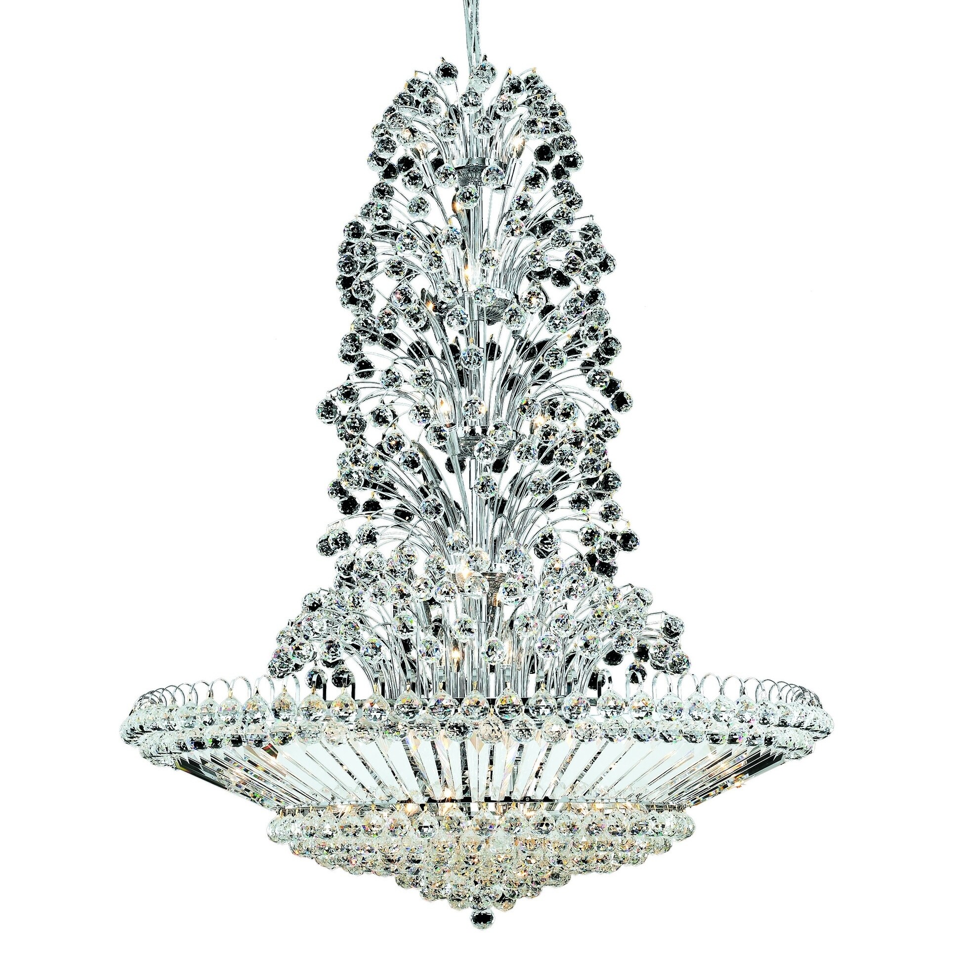 Sirius 43-Light 48 in. Chandelier (Available in Chrome and Gold) (Swarovski Crystal/UL Listed/Dimmable - Chrome - chrome (spectra swarovski crystals)) - Chandeliers For Bedrooms by Overstock.com