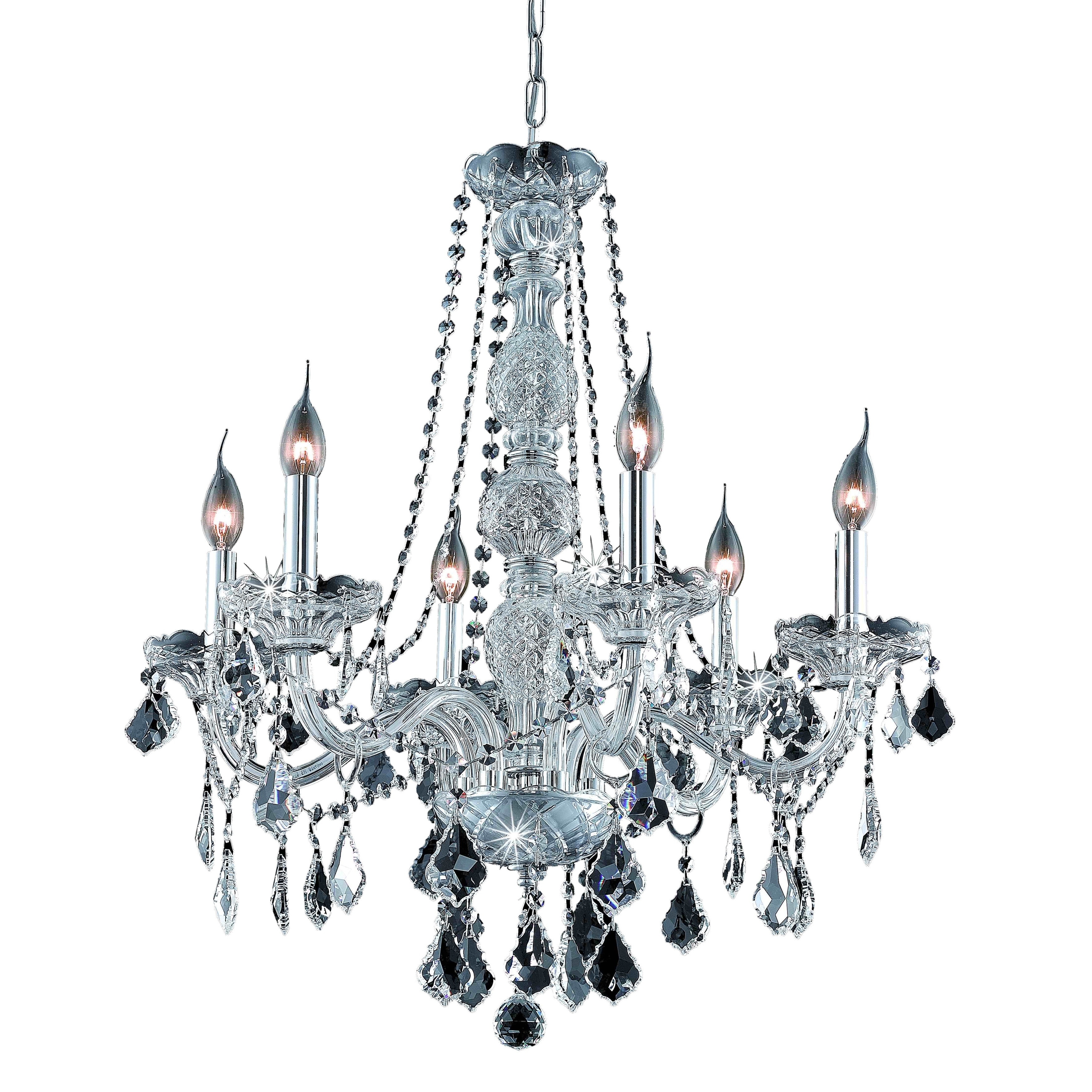Verona 6-Light 24 in. Chandelier (Available in Chrome and Gold) (Dimmable - Chrome - chrome (swarovski elements crystals)) - Chandeliers For Bedrooms by Overstock.com