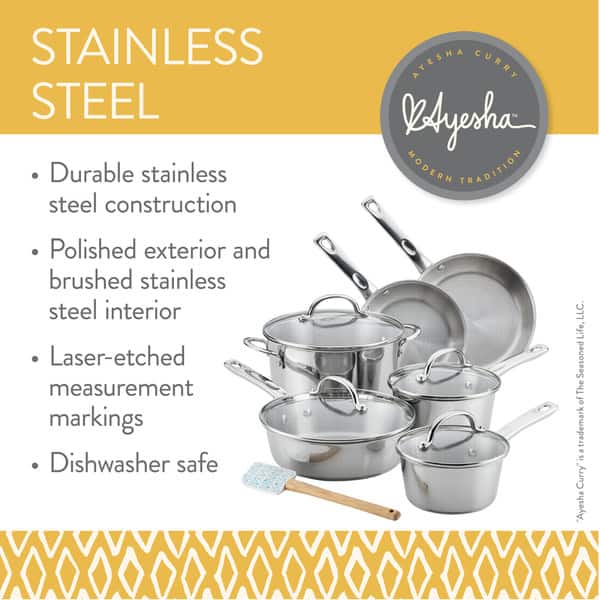 Ayesha Curry Home Collection Porcelain Enamel Nonstick Cookware Set -  Brown, 12 pc - Food 4 Less