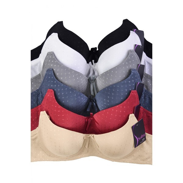 Sofra & Mamia 6-Pack Full Coverage Jacquard Bras (Assorted Colors)
