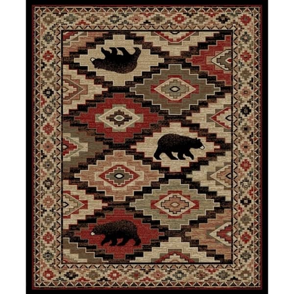 Rustic Lodge Bear Multi 8 X10 Area Rug 7 10 X9 X Rustic Lodge Bear Multi 8 X10 Area Rug