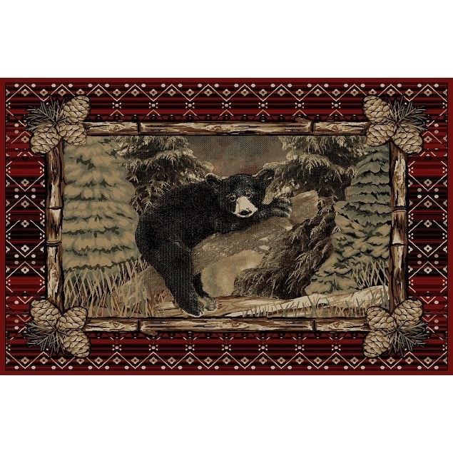 Shop Lodge King Lazy Bear Rustic Pine Cone Area Rug On Sale Overstock 20006012
