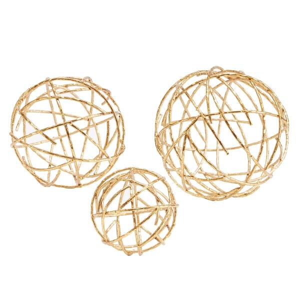Shop Metal Golden Twig Decorative Spheres 3 Piece Set Free