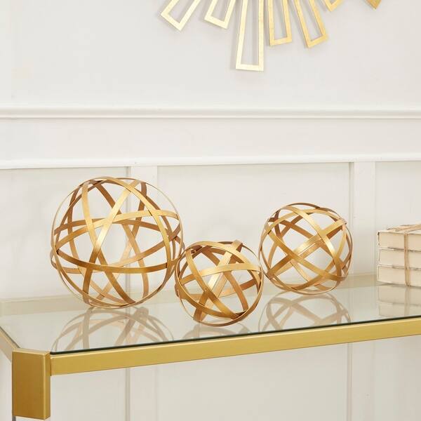Shop Metal Golden Band Decorative Spheres 3 Piece Set