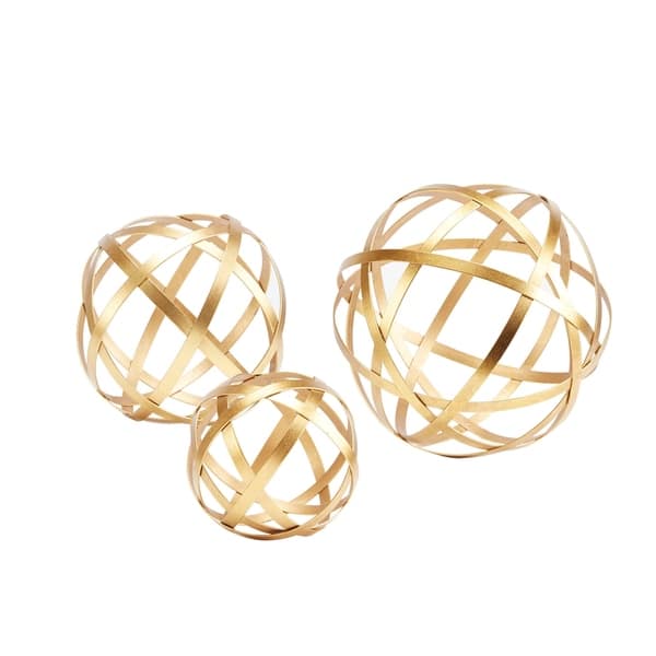 Shop Metal Golden Band Decorative Spheres 3 Piece Set
