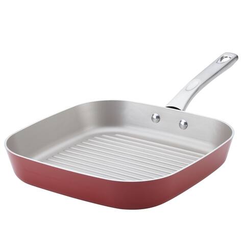 Ayesha Curry Home Collection Porcelain Enamel Nonstick Square Grill Pan, 11.25-Inch