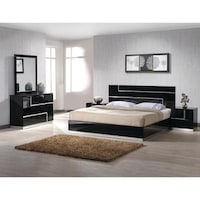Contemporary Gray Lacquer Wood Bedroom Set Free Shipping Best Master Furniture 5 Pcs Black Platform Bedroom Set