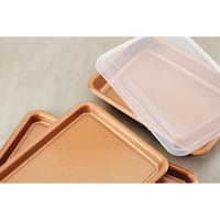 Ayesha Bakeware Nonstick Baking Pan Set, Copper, 5-Piece - Bed Bath &  Beyond - 32299199