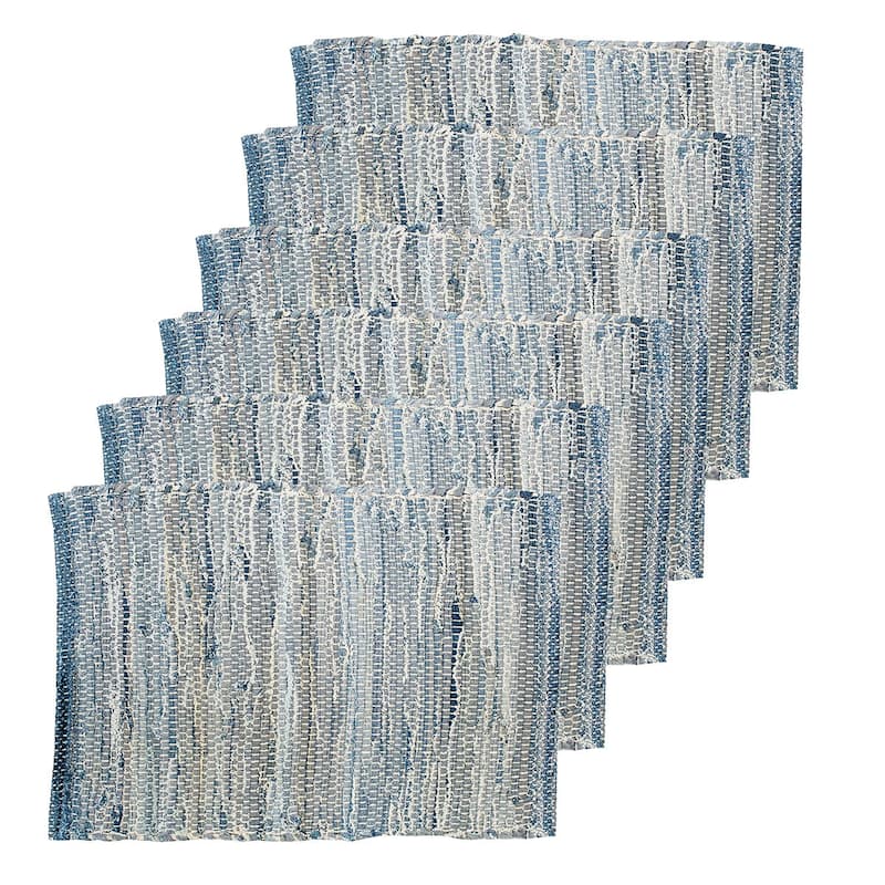 Denim Rag Woven Placemat Set 6