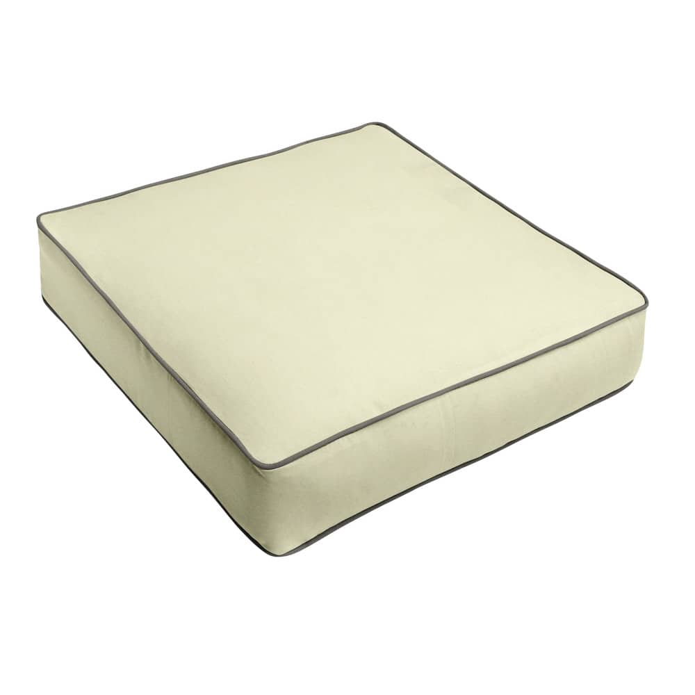 Sunbrella Canvas Natural, Canvas Charcoal Corded Indoor/ Outdoor Chair Cushion