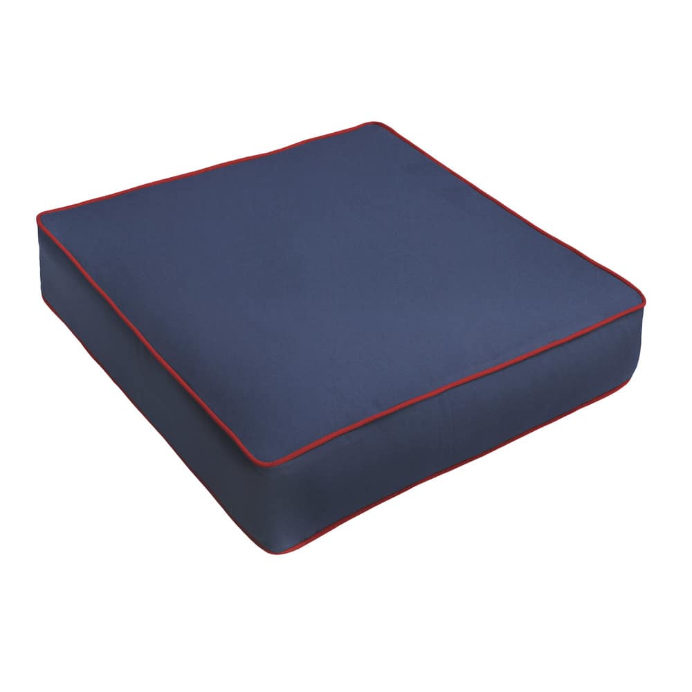 Sorra Home Sunbrella Canvas Navy, Canvas Jockey Red Corded Indoor/ Outdoor Chair Cushion