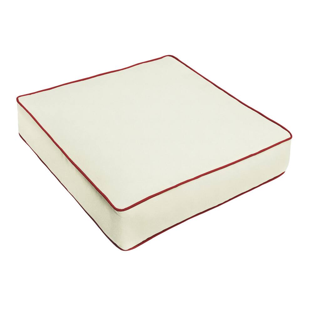 Sorra Home Sunbrella Canvas Natural, Canvas Jockey Red Corded Indoor/ Outdoor Chair Cushion