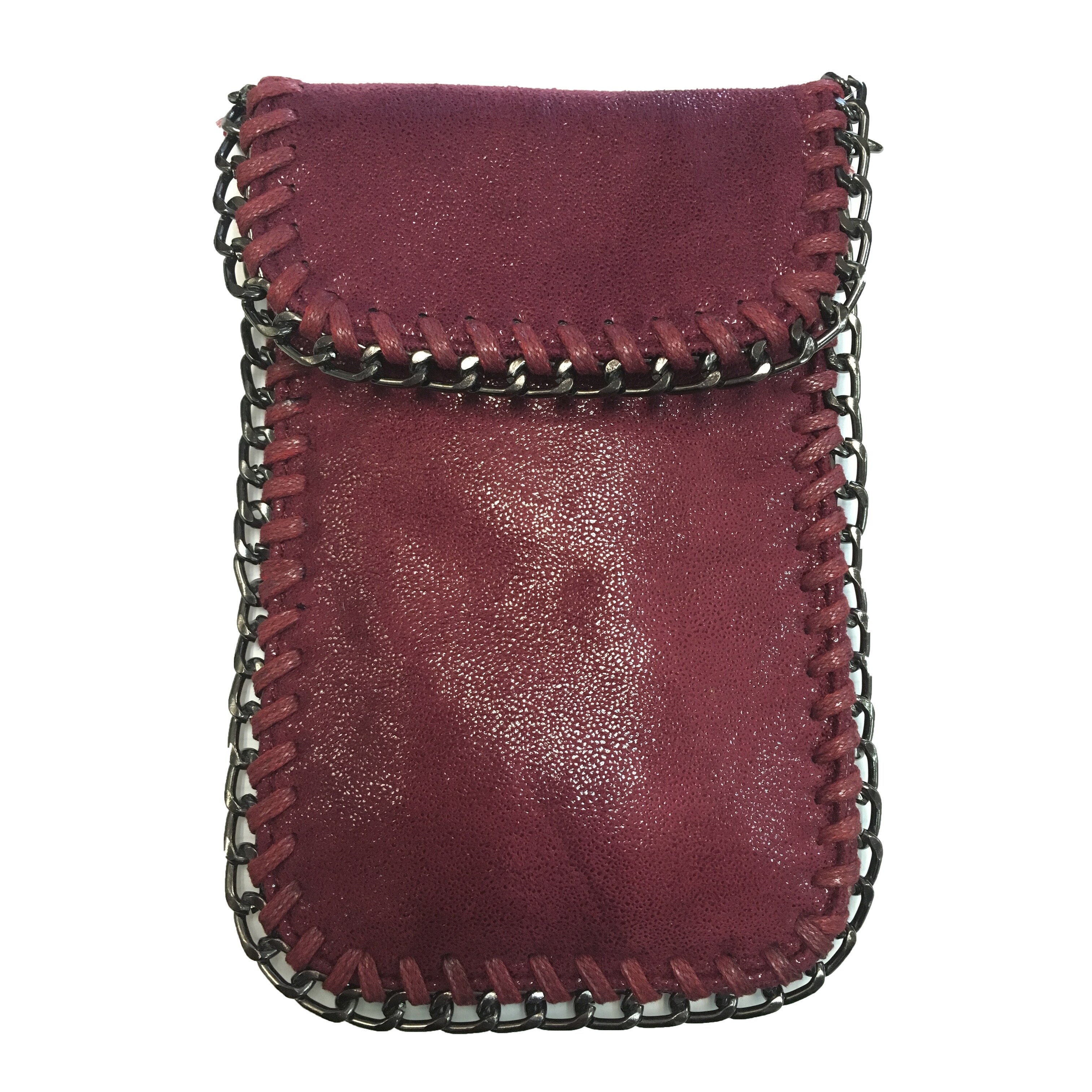 Diophy Metallic Pu Leather Chain Décor Mini Crossbody Cell Phone Bag S