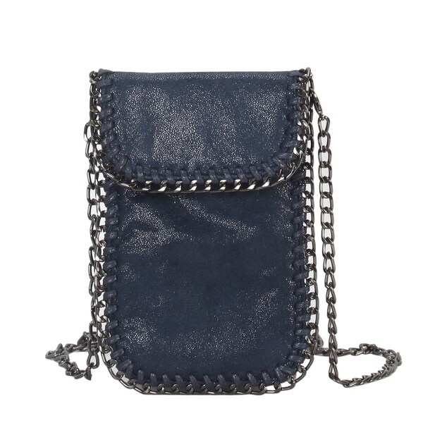Shop Diophy Metallic PU Leather Chain Décor Mini Crossbody Cell Phone Bag - S - Free Shipping On ...