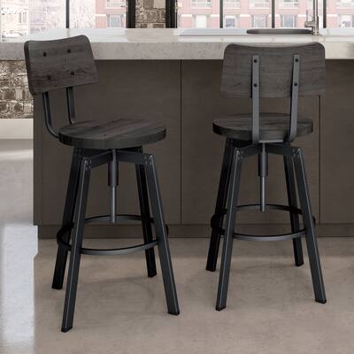 Amisco Woodland Adjustable Stool with Distressed Wood Seat