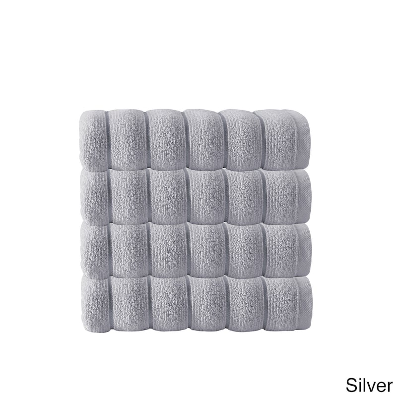 Strick & Bolton Hines 100-percent Turkish Micro Cotton Hand Towels 4-piece Set - 16x28 inches - Silver