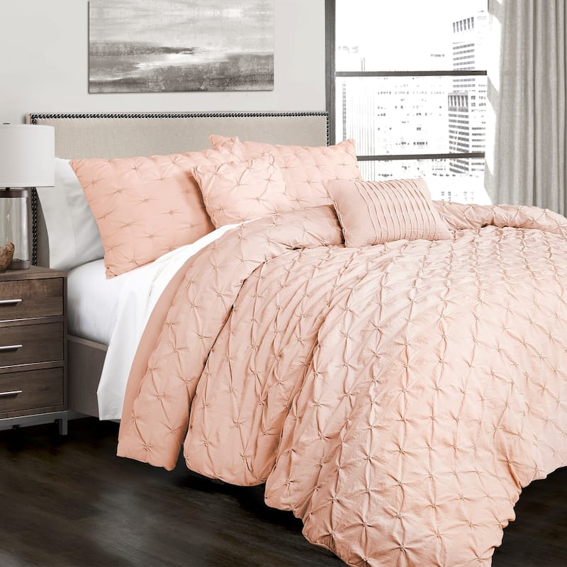 Lush Decor Ravello Pintuck 5-piece Comforter Set - Blush - King