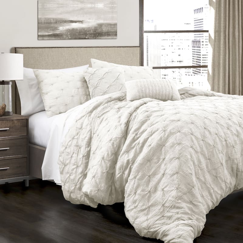Lush Decor Ravello Pintuck 5-piece Comforter Set - White - King