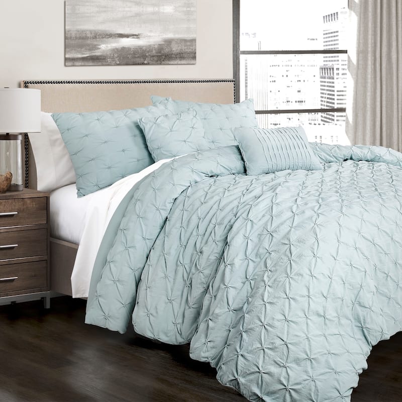 Lush Decor Ravello Pintuck 5-piece Comforter Set - Blue - Full - Queen