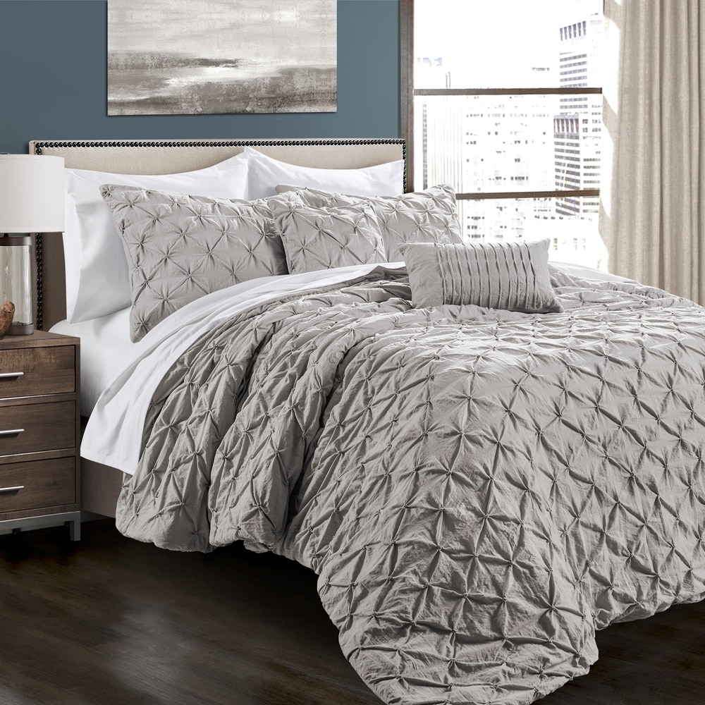 BYB Glacier Grey Pin Tuck Comforter Set - Bed Bath & Beyond - 16685411