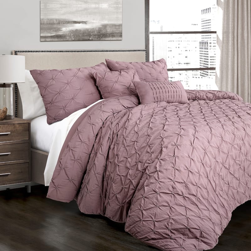 Lush Decor Ravello Pintuck 5-piece Comforter Set - Woodrose - Full - Queen