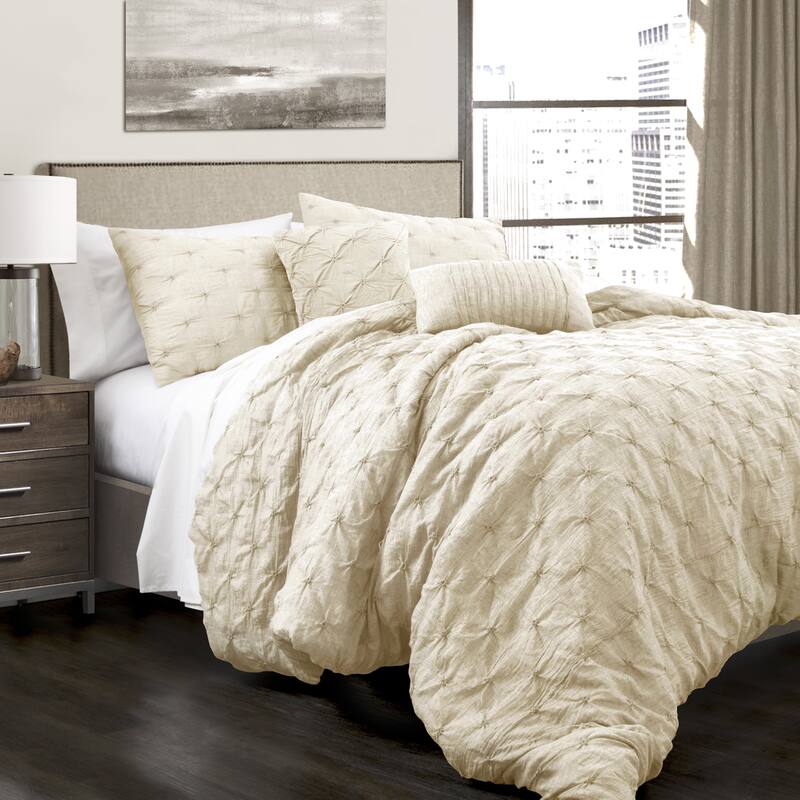 Lush Decor Ravello Pintuck 5-piece Comforter Set - Ivory - Full - Queen