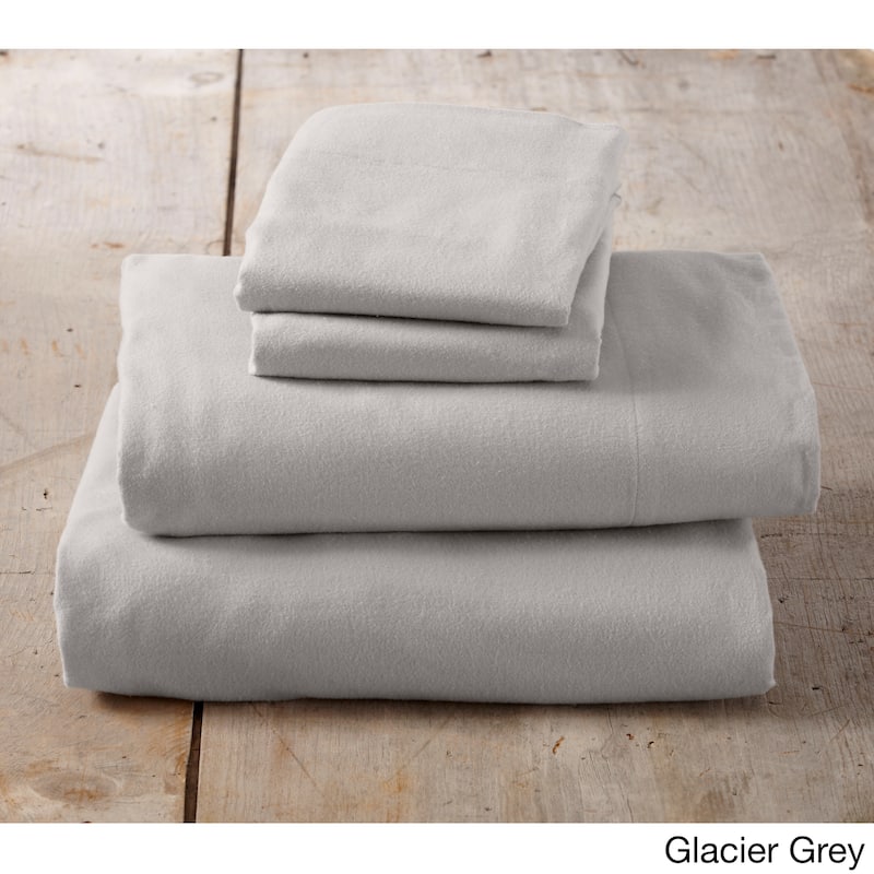 Home Fashion Designs Nordic Collection Extra Soft 100 Cotton Flannel Deep Pocket Bed Sheet Set - Glacier Grey - Queen