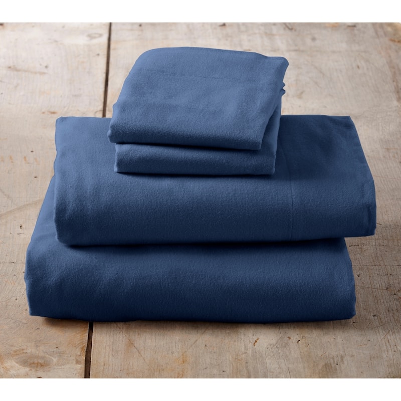 Home Fashion Designs Nordic Collection Extra Soft 100 Cotton Flannel Deep Pocket Bed Sheet Set - Navy - Twin