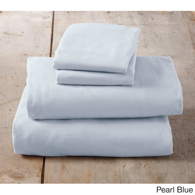 Home Fashion Designs Nordic Collection Extra Soft 100 Cotton Flannel Deep Pocket Bed Sheet Set - Pearl Blue - Queen