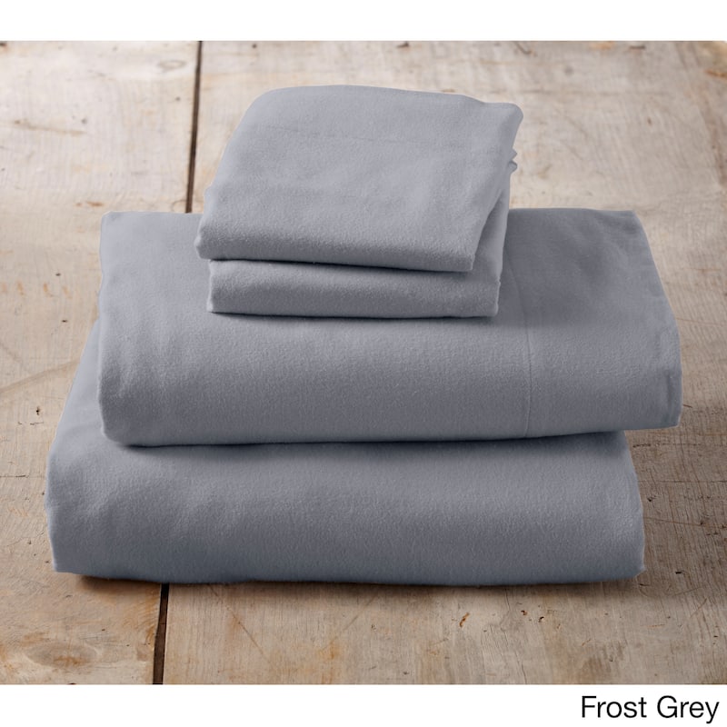 Home Fashion Designs Nordic Collection Extra Soft 100 Cotton Flannel Deep Pocket Bed Sheet Set - Frost Grey - King