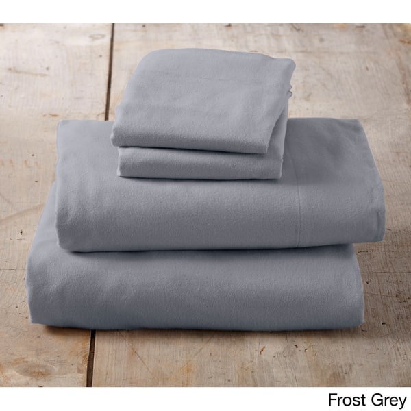 Home Fashion Designs Nordic Collection Extra Soft 100 Cotton Flannel Deep Pocket Bed Sheet Set - Frost Grey - Queen