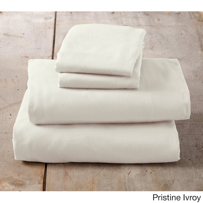 Home Fashion Designs Nordic Collection Extra Soft 100 Cotton Flannel Deep Pocket Bed Sheet Set - Pristine Ivory - King