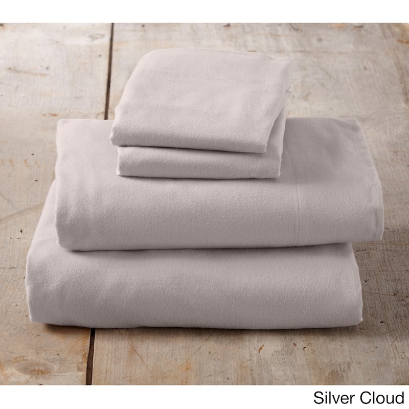 Home Fashion Designs Nordic Collection Extra Soft 100 Cotton Flannel Deep Pocket Bed Sheet Set - Silver Cloud - Queen