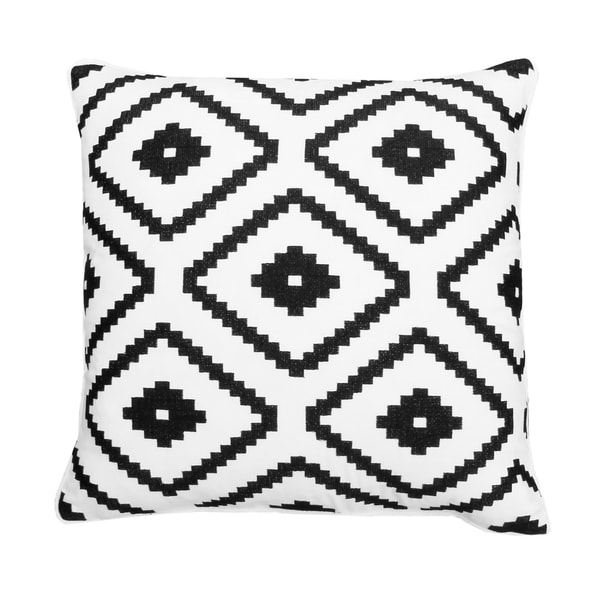18x18 White and Black Allister Aztec Embroidered Pillow