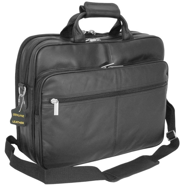 Amerileather Black Leather Softside Briefcase