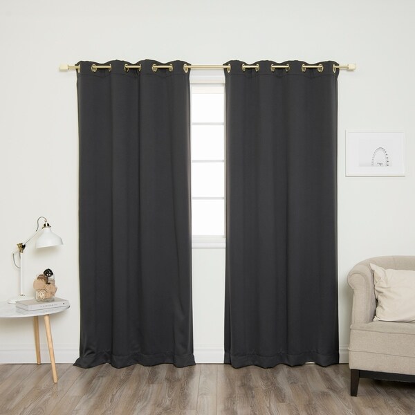 Shop Aurora Home Gold Grommet Blackout Curtain Pair - On Sale - Free