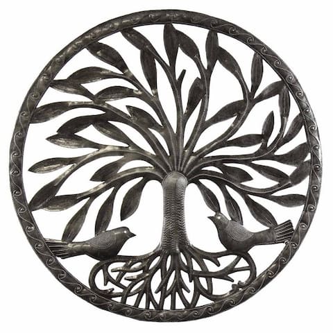 Handmade Tree of Life with Two Birds Metal Wall Art (Haiti)