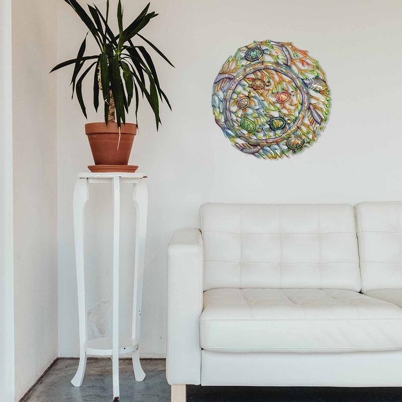 Handmade Sea Turtle Metal Wall Art (Haiti)