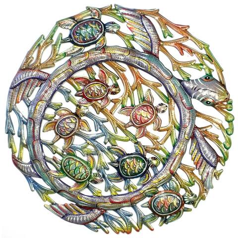 Handmade Sea Turtle Metal Wall Art (Haiti)