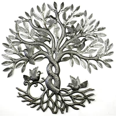 Handmade Entwined Tree of Life Metal Wall Art (Haiti)