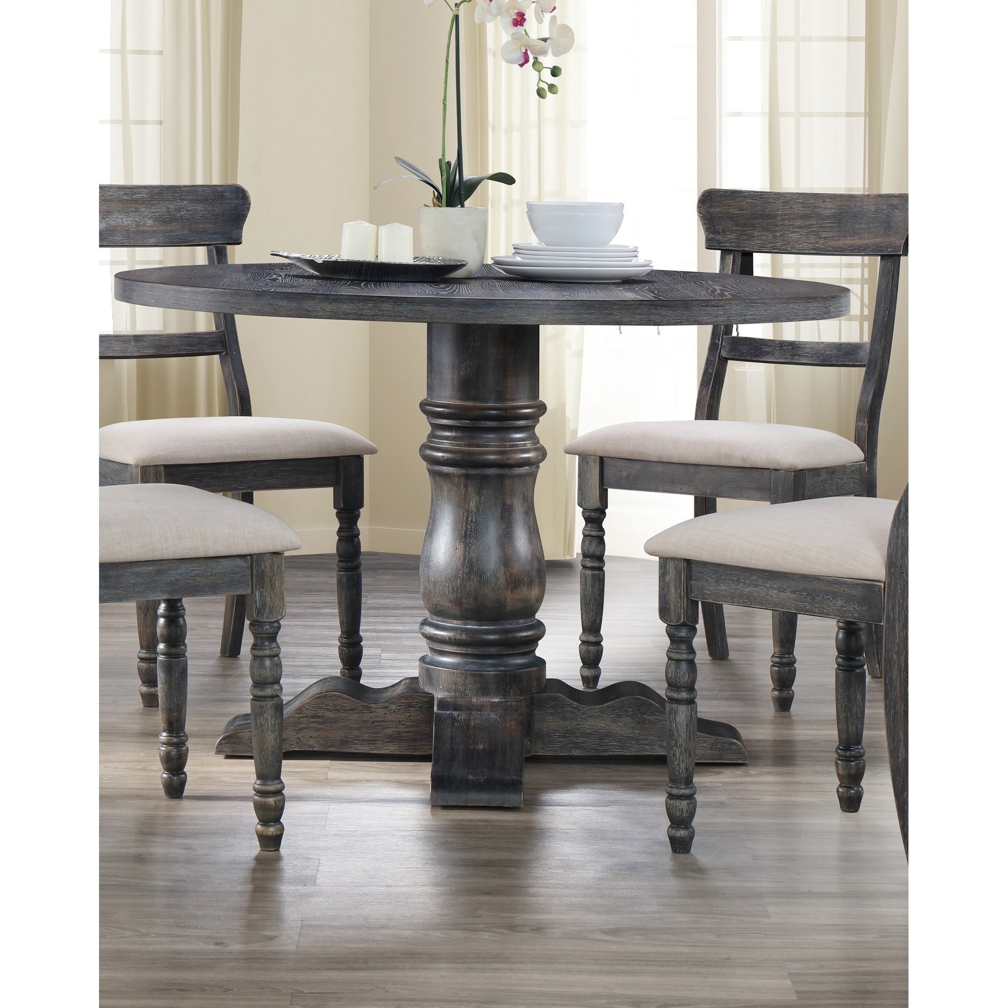 Best Master Furniture Weathered Grey Round Dining Table Grey Nautical Coastal