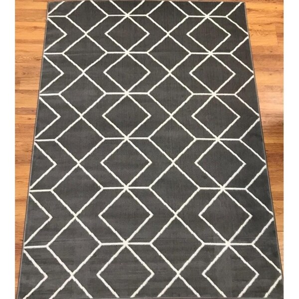Antep Rugs Kashan King Collection 507 Trellis Area Rug Grey and Cream - 8' x 10'
