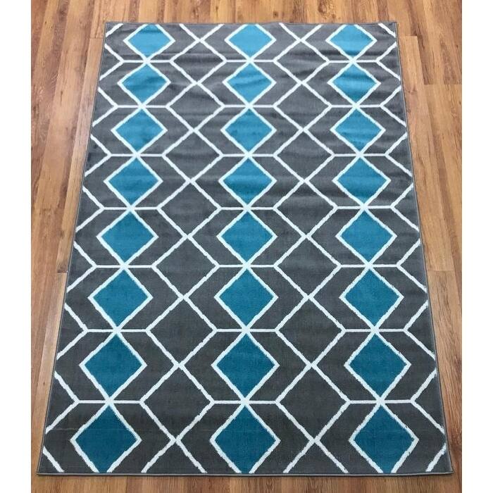 Antep Rugs Kashan King Collection 509 Trellis Area Rug Blue and Grey - 8' x 10'
